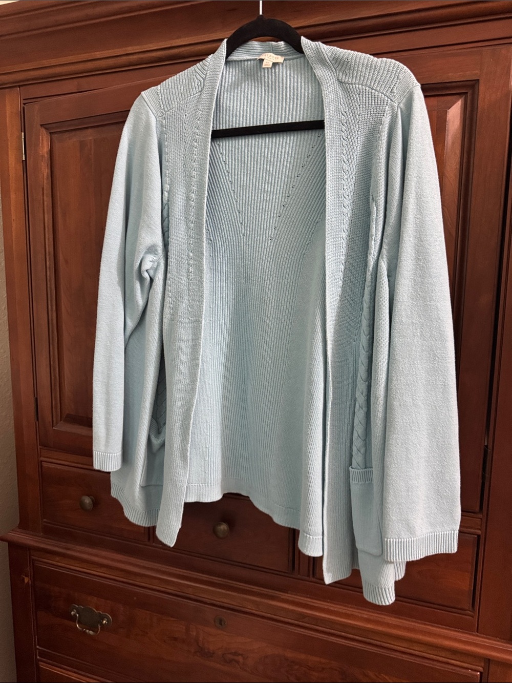 Talbots Light Blue Open-Front Knit Cardigan